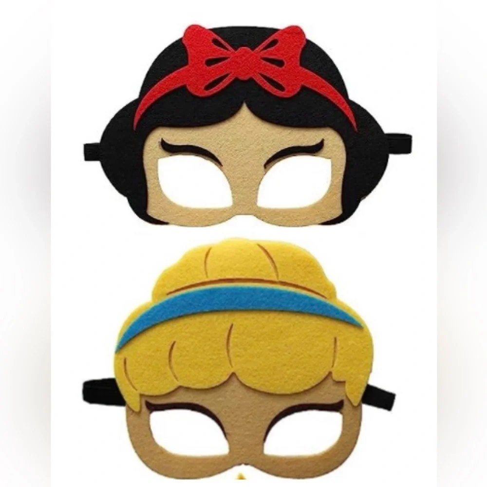 Disney Cinderella & Snow White Fun Felt Face Mask with Elastic Straps Brand New